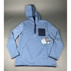 Mountain and Isles Blue Quilted Hoodie Steel Blue Size Medium NEW